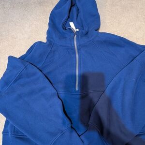 Lululemon Blue Half-Zip Hooded Cropped Scuba